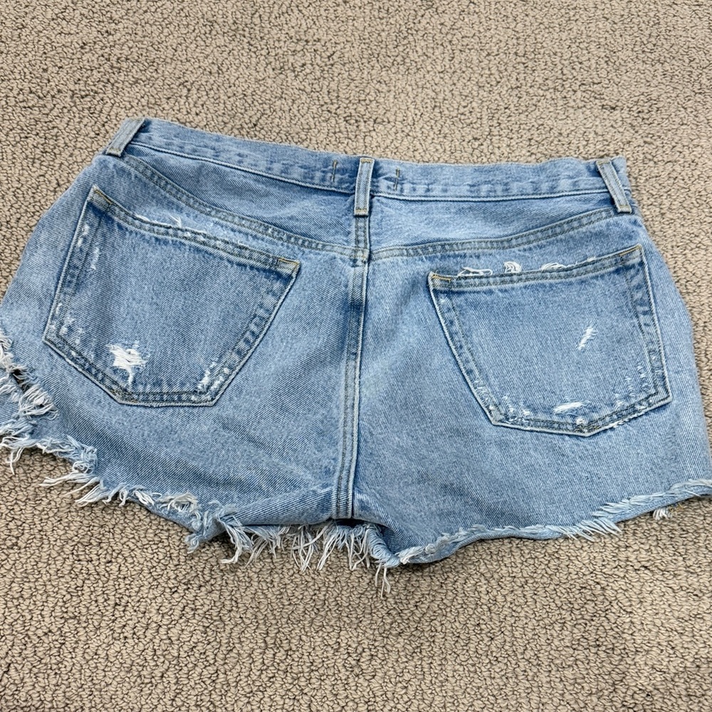 Agolde Parker Light Blue Distressed Cutoff Denim Shorts - Picture 4 of 4